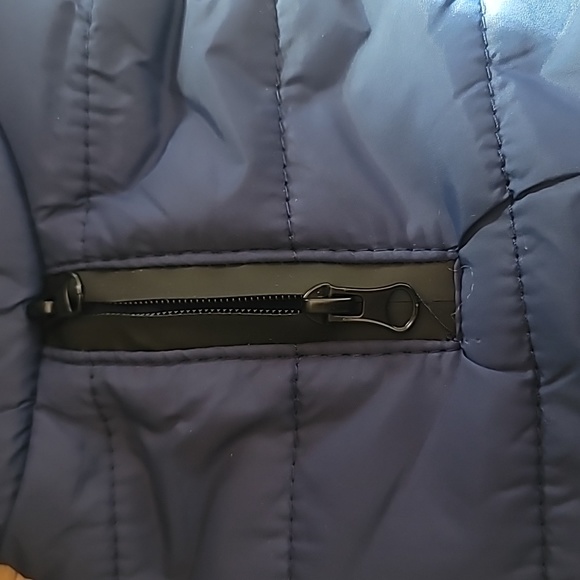 PPET Navy Blue Waterproof Winter Coat with Two Way Zippered Harness Hole,Size XS - Picture 5 of 8